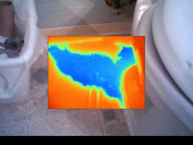 Infrared image of moisture under flooring
