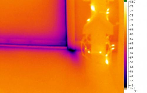 Infrared identified air infiltration at door